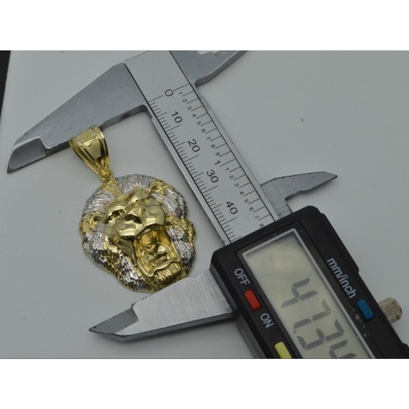 Real 10k Yellow Gold Diamond Cut 3D Big Lion Head Pendant almost 2" 4.5gr - Picture 4 of 6